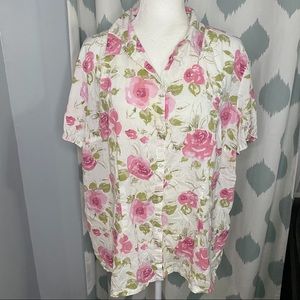St John’s Bay Floral Embellished Button Down - 2X